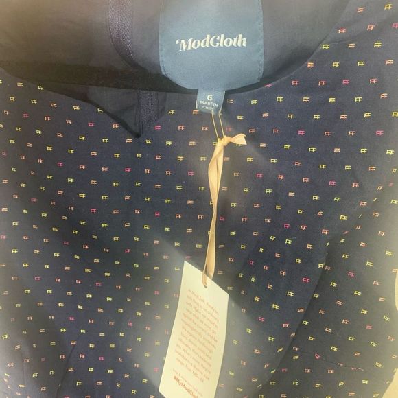 NEW ModCloth Size 6 Fit and Flare with Pockets Navy MIDI Dress. (1m1) - Picture 8 of 14